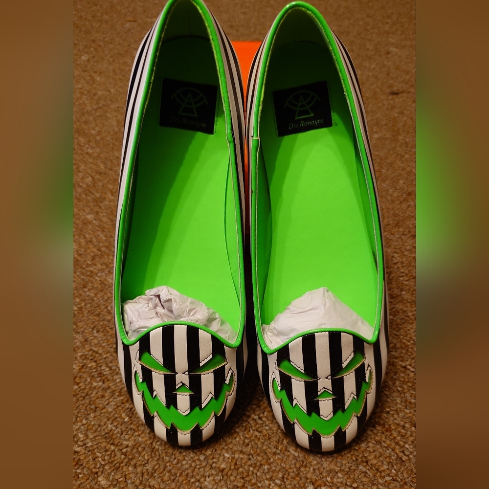 StrangeCult Jack O Lantern Striped Lydia Flats 10M